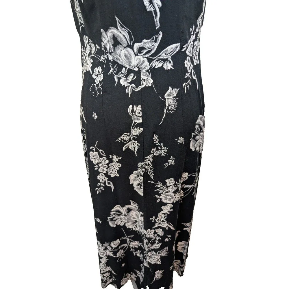 All That Jazz Vintage Maxi Dress Floral 90s Black White Style A13894 Size 11/12